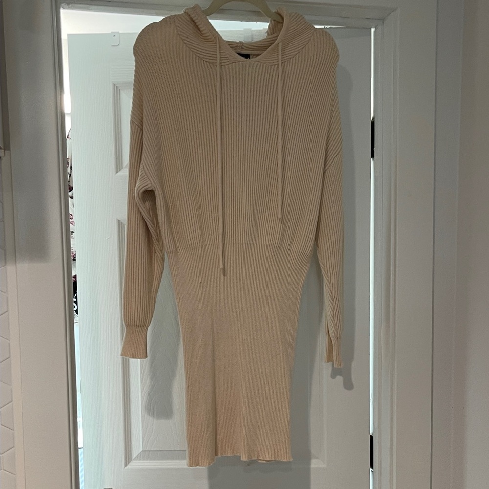 Long Sleeve Beige Knit Dress